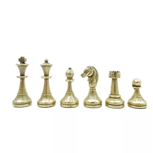 Set sah Italfama N035, piele și metal, înălțime 4,8 cm, stil vintage