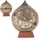 Astrolab decorativ Hemisferium H34, alamă și lemn, înălțime 24,5 cm, lățime 20 cm, stil modern, renaștere