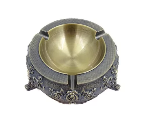 Scrumieră decorativa Giftdeco, metal, înălțime 4 cm, diametru 12 cm, stil retro, clasic