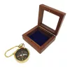 Busolă Giftdeco KR30, alamă, sticlă și lemn, diametru 3,5 cm, stil nautic, clasic