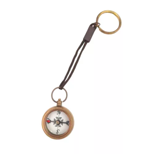 Breloc busola Giftdeco CL336/1, metal si sticla, finisaj alama, 3 x 17 cm