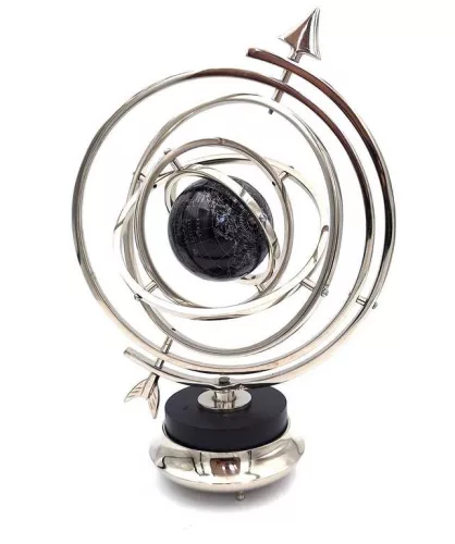 Astrolab decorativ Giftdeco NI9117, aluminiu, înălțime 44,5 cm, stil retro, modern, clasic