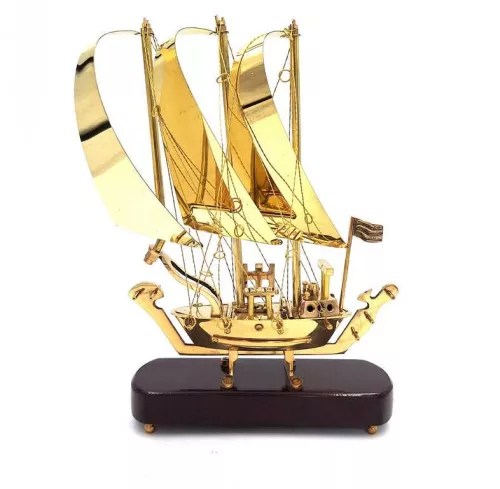 Obiect decorativ Giftdeco N-3615A, alamă și lemn, înălțime 30 cm, stil nautic, modern, clasic