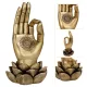 Figurină OM Mudra Giftdeco 43724, polirășină aurie, lotus și mandala, 21,3 cm