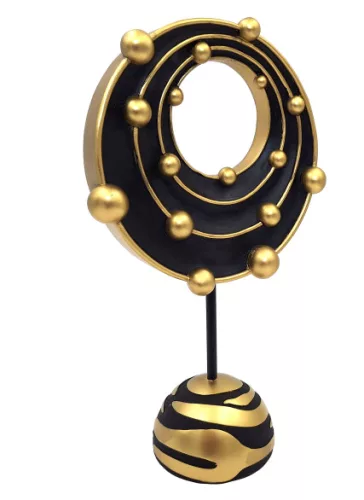 Figurina sistem cosmic abstract Giftdeco 44189FJH, polirasina aurie si neagra, 33,5 cm