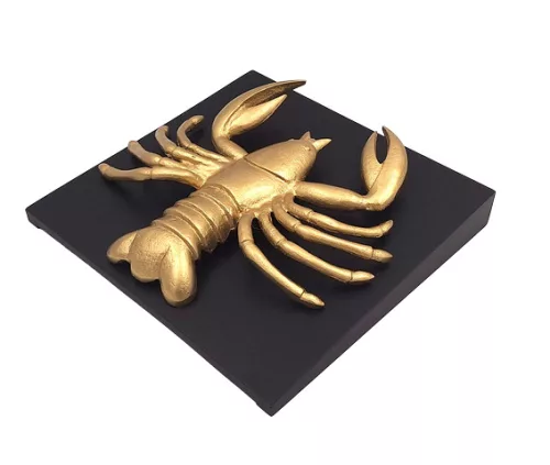 Figurină decorativa Divine Dekor CAN2, aluminiu și lemn, 29 x 27,5 x 9 cm, stil glamour