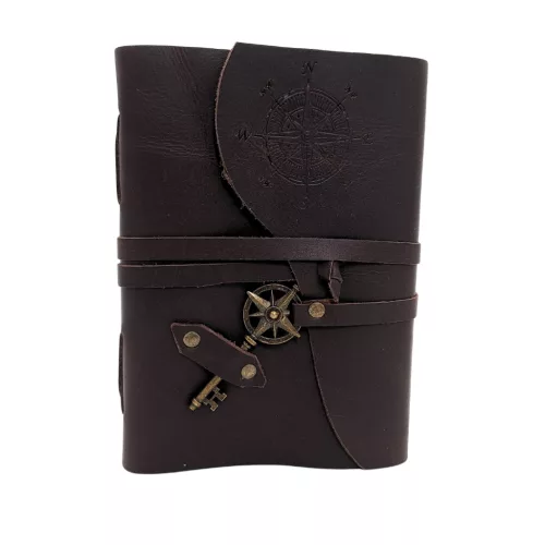 Jurnal Giftdeco AH03, piele de bivol și metal, 18 x 13 cm, stil retro, vintage, nautic