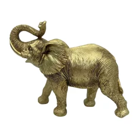   Miniatură trompeta Giftdeco, Golden Elephant with Raised Decorative Figurine 141FJZ, rășină, 20,5 x 7,8 x 16,8 cm, stil modern, clasic