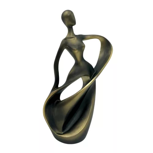 Figurină dansatoare Giftdeco E44446, rășină, auriu antichizat, 14,1 x 6,8 x 24,2 cm