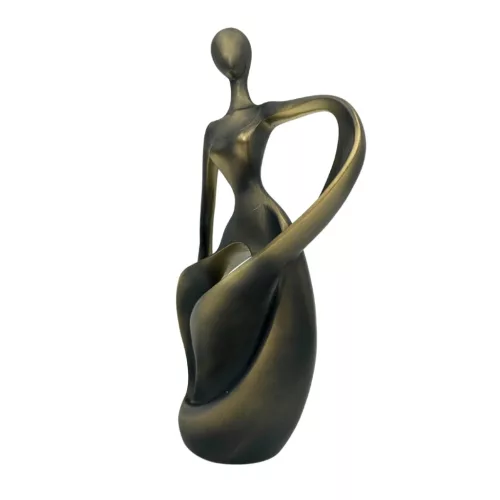 Figurină dansatoare Giftdeco E44446, rășină, auriu antichizat, 14,1 x 6,8 x 24,2 cm