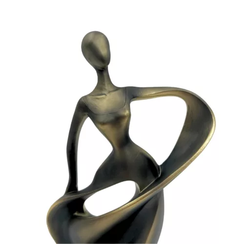 Figurină dansatoare Giftdeco E44446, rășină, auriu antichizat, 14,1 x 6,8 x 24,2 cm