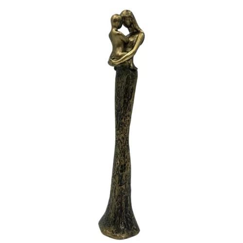 Figurină mamă cu copil Giftdeco E43586, rășină, auriu-negru, 5,5 x 5,2 x 26,8 cm