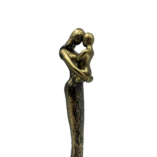 Figurină mamă cu copil Giftdeco E43586, rășină, auriu-negru, 5,5 x 5,2 x 26,8 cm