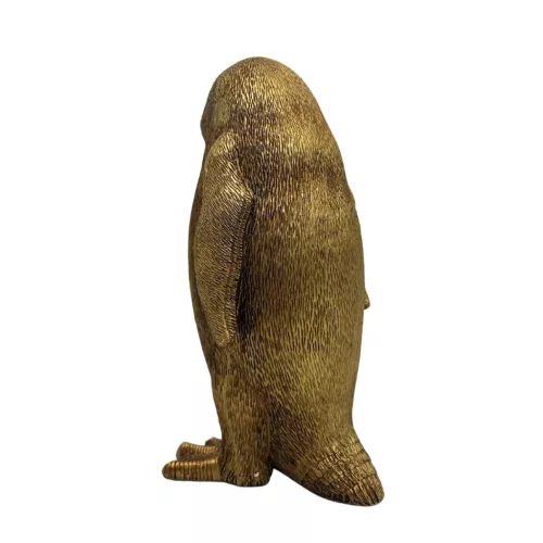 Figurină pinguin auriu Giftdeco 3989FJZ, rășină, 12,4 x 10,5 x 20,5 cm