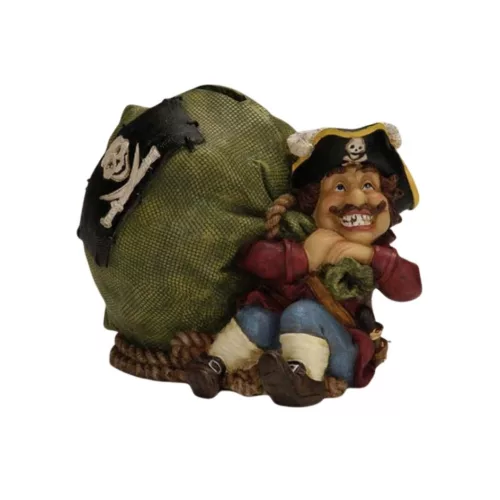 Pușculiță decorativă Giftdeco CE03852, pirat cu comoară, rășină, 14,3 x 10,3 x 11,4 cm