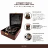 Busolă decorativă Giftdeco NC103185 – cadran solar, alamă, cutie din lemn