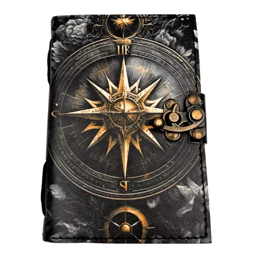 Busolă Giftdeco AH12, piele de capra și metal, 15 x 10 cm, stil retro, vintage, nautic