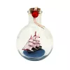 Corabie decorativa in sticla Giftdeco MA2012, 8,5 x 8,5 x 10,5 cm, stil nautic, clasic