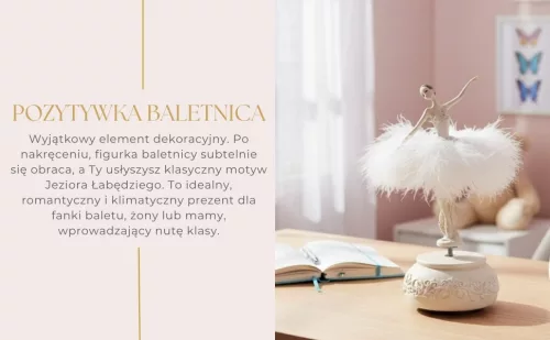 Cutie muzicală balerină Giftdeco MP-19009 – Lacul lebedelor, 23,5 cm