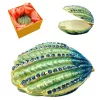 Casetă pentru bijuterii Giftdeco HX068 în formă de scoică, metal și cristale albastre, 6 x 6 x 3 cm