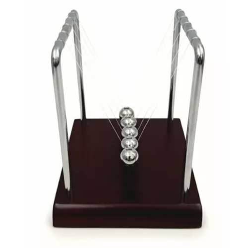 Pendul Newton Giftdeco YG002BW, lemn MDF si bile din otel cromat, 14 cm