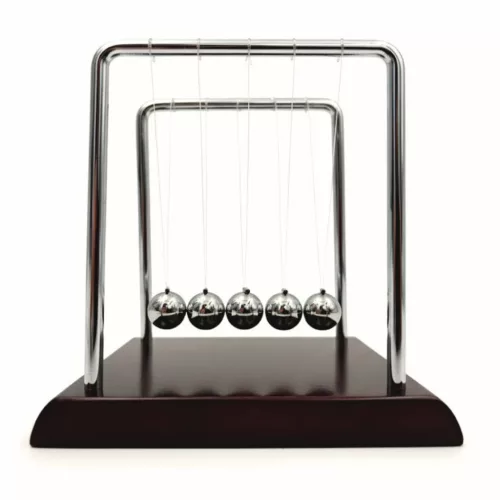 Pendul Newton Giftdeco YG002BW, lemn MDF si bile din otel cromat, 14 cm