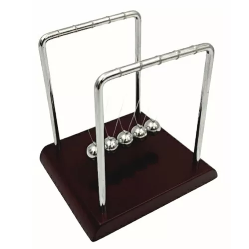 Pendul Newton Giftdeco YG002BW, lemn MDF si bile din otel cromat, 14 cm