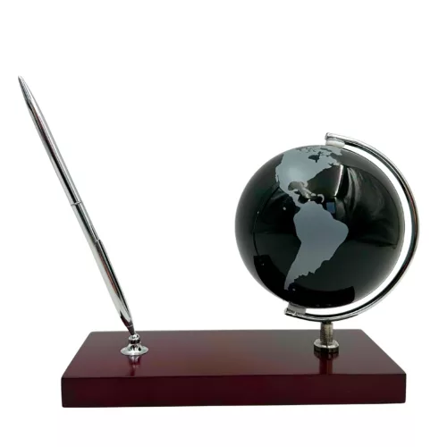Set de birou Giftdeco WBK – glob din sticlă și suport pix