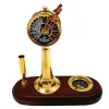Busolă Giftdeco TT018, alamă și lemn, 16,5 x 6 x 16,8 cm, stil retro, vintage, nautic