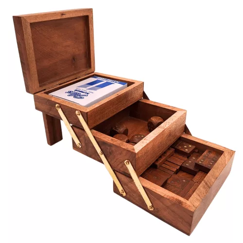 Set de jocuri 3 în 1 Giftdeco DNU-101 – cărți, zaruri și domino