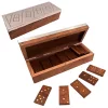 Set domino Giftdeco DO-017, cutie din lemn cu capac din aluminiu, 20,3 x 6 x 4,5 cm