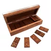 Set domino Giftdeco DO-017, cutie din lemn cu capac din aluminiu, 20,3 x 6 x 4,5 cm