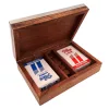 Set de cărți și zaruri Giftdeco DC-004, cutie din lemn cu capac din aluminiu, 19 x 12,5 x 5 cm