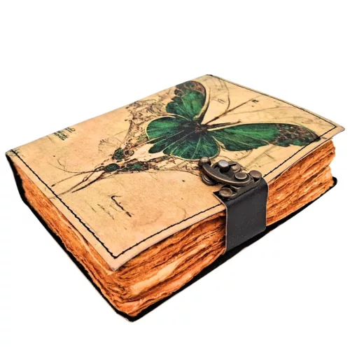 Jurnal Giftdeco AH20, piele de capra, 18 x 13 cm, stil retro, vintage