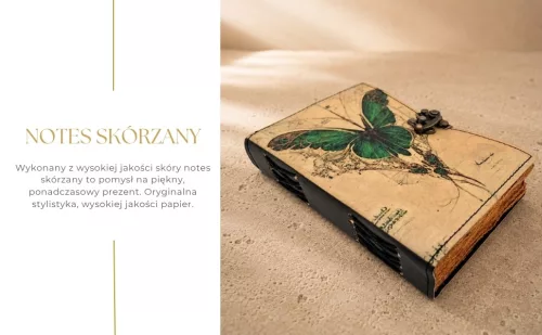 Jurnal Giftdeco AH20, piele de capra, 18 x 13 cm, stil retro, vintage
