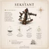 Sextant decorativ Giftdeco, alamă și lemn, 21 x 16 x 8 cm, stil retro, vintage, clasic