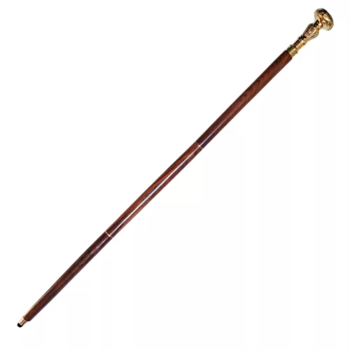 Baston pliabil Giftdeco DNU-WS-006, lemn și mâner din alamă, maro și auriu, 96 cm