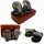 Binoclu decorativ Giftdeco BN863, alamă cu finisaj antichizat, husă din piele, 13 x 8 cm