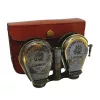 Binoclu decorativ Giftdeco BN863, alamă cu finisaj antichizat, husă din piele, 13 x 8 cm