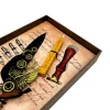 Set de caligrafie Giftdeco EE16, metal, lungime 22 cm, stil retro, clasic