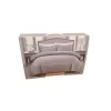 Lenjerie de pat Atria Diamond, 4 piese, 100% bumbac satinat TC300, cearceaf 220x240 cm, husa pilota 180x200 cm, 2 fete perna 50x70+5 cm, broderie gri/alb