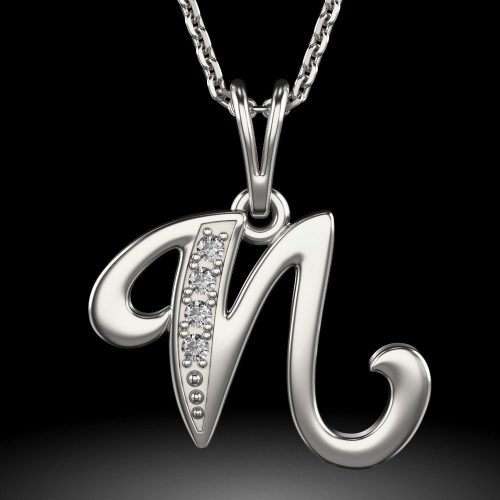 Stříbrný náhrdelník s přívěskem iniciála N