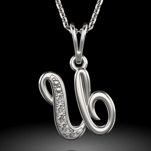 Stříbrný náhrdelník s přívěskem ve tvaru písmene U