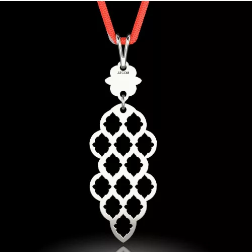 Stříbrný přívěsek s červenou šňůrkou model 62