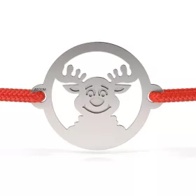 Stříbrný náramek se šňůrkou model Nazdrava Reindeer