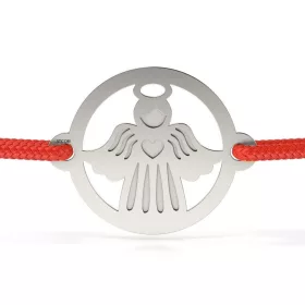  Stříbrný náramek s červenou šňůrkou model Christmas Angel