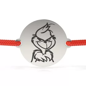   Stříbrný náramek se šňůrkou model Grinch zachránce Vánoc