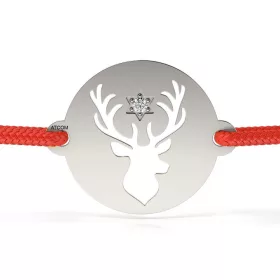 Stříbrný náramek se šňůrkou model Great Reindeer