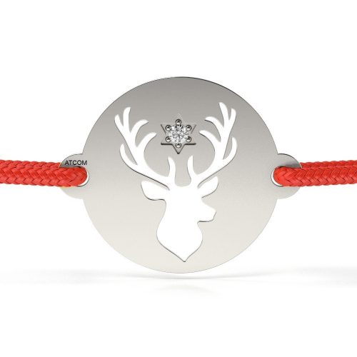 Stříbrný náramek se šňůrkou model Great Reindeer