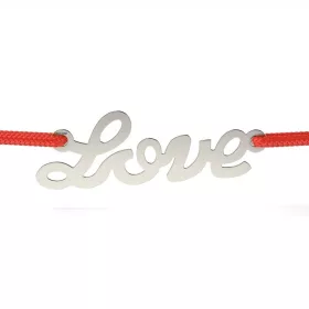Stříbrný náramek s červenou šňůrkou model True Love